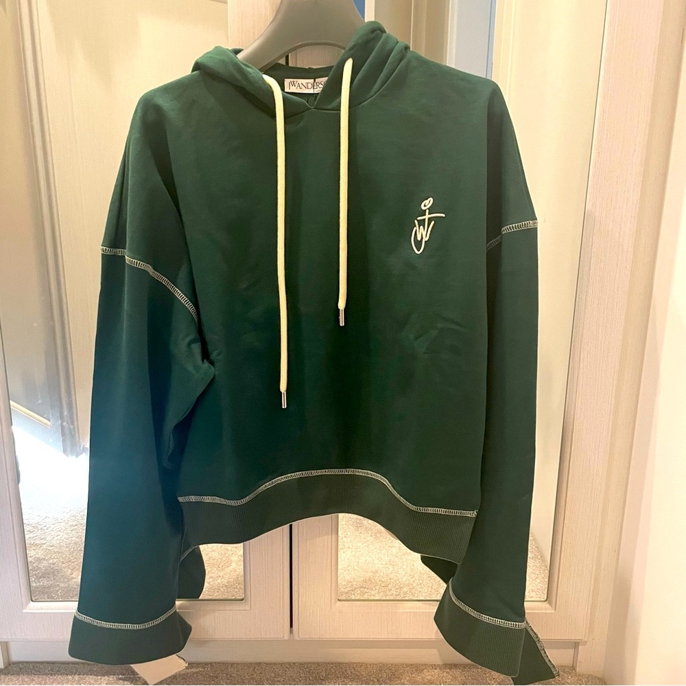 JW Anderson Cotton Cropped Logo Hoodie